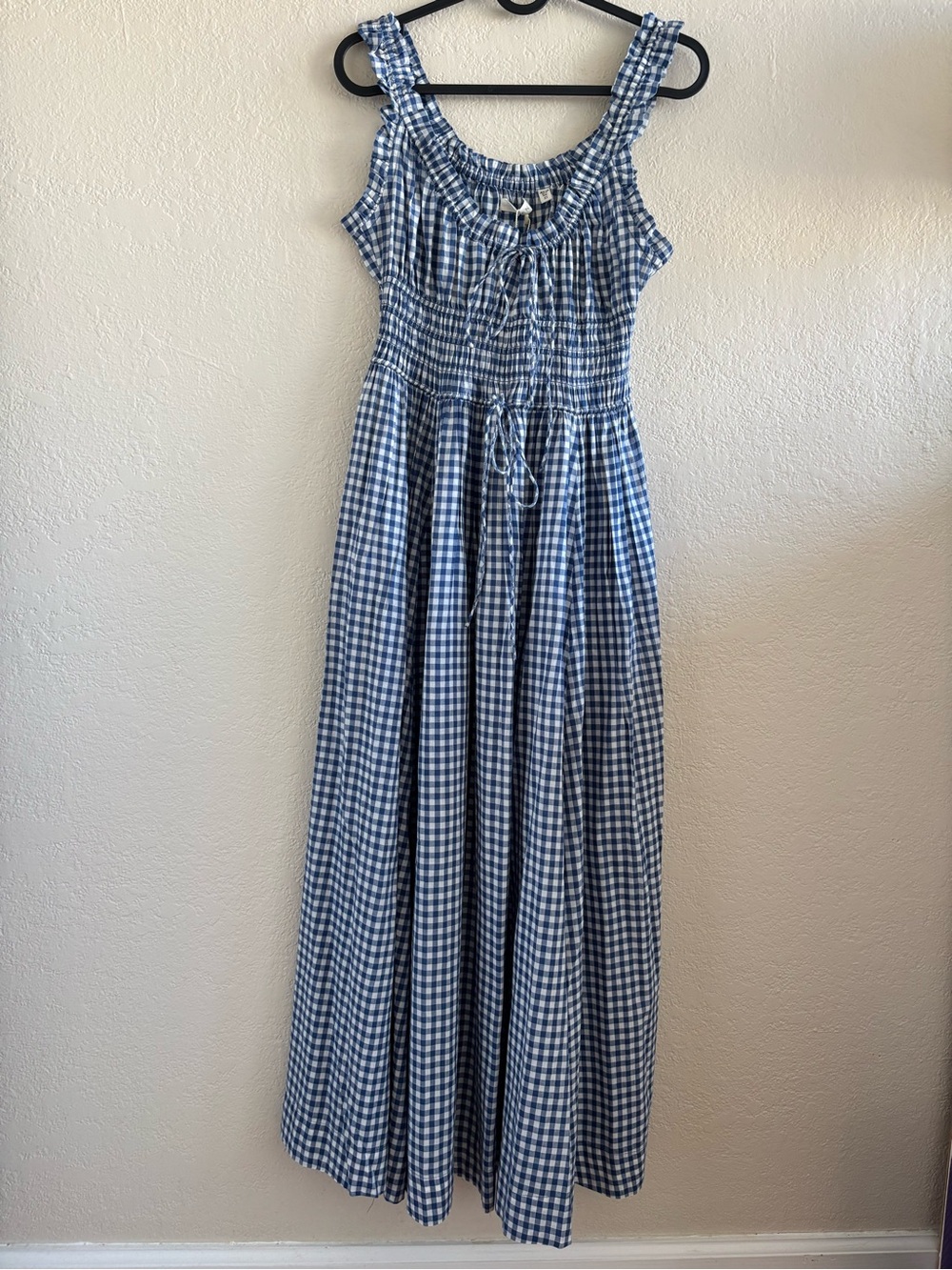 NWT Doen Emmaretta checked organic cotton-blend voile midi dress blue size XS - Picture 2 of 12